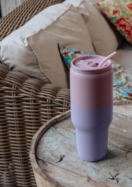 BOTTLE BOTTLE 40 oz Tumbler with Handle, Stainless Steel Vacuum Travel Mug,Car Cup, (Pink Purple)