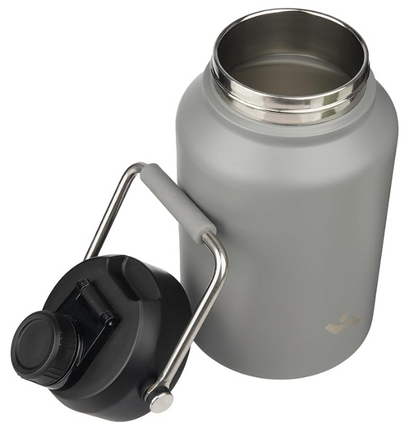 Konokyo 1 Gallon Jug with Handle,128 oz Insulated Water Bottle with Carrying Pouch, Double Wall Vacuum Stainless Steel Metal Bottle,Gray