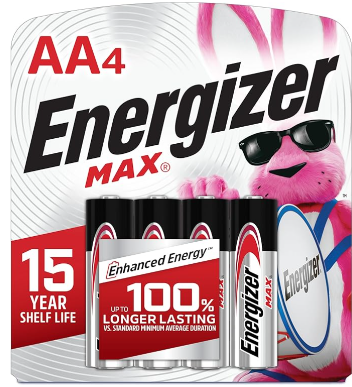 Energizer AA Batteries, MAX Double AA Battery Alkaline, 4 Count