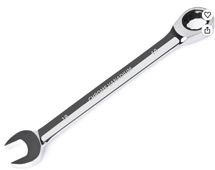 Egofine 19mm Ratcheting Combination Wrench Metric, Industrial Grade Gear Spanner with 12-Point Design, 72-Tooth Ratchet, Chrome Vanadium Steel