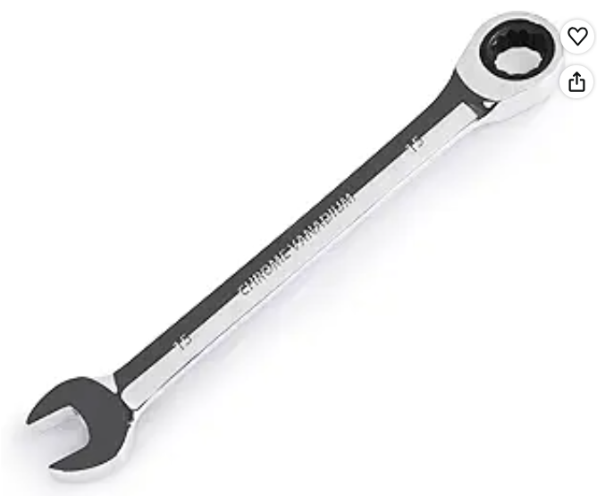 Egofine 15mm Ratcheting Combination Wrench Metric, Industrial Grade Gear Spanner with 12-Point Design, 72-Tooth Ratchet, Chrome Vanadium Steel