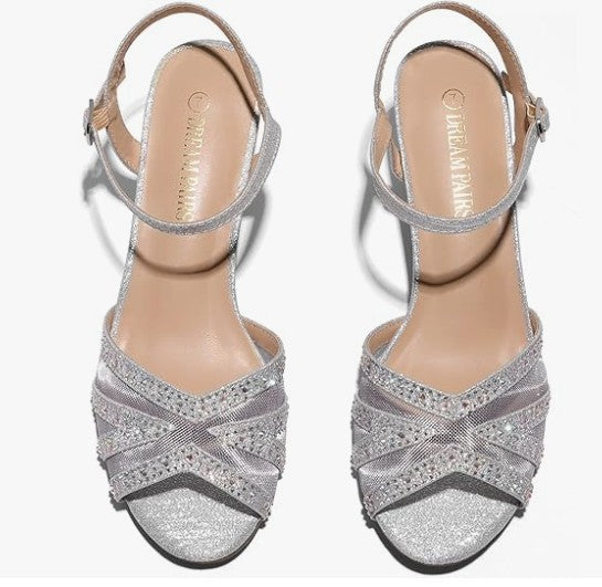 DREAM PAIRS Women's Nina Low Heel Pump Sandals