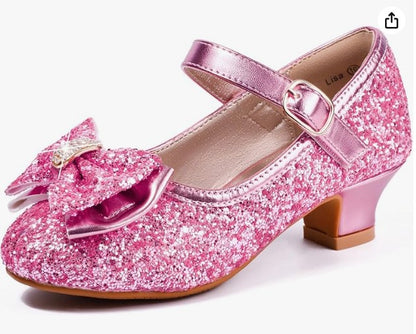 PANDANINJIA Girls Toddler/Little Kid Jada Dress Mary Jane Pumps Bow Low Heels Party Wedding Princess Shoes