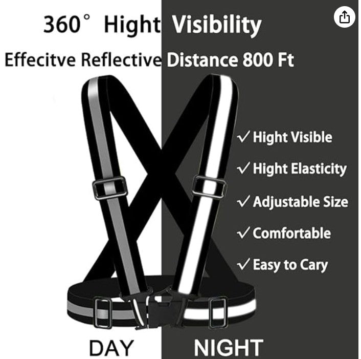 High Visibility Reflective Vest Safety Vest Running Reflective Gear Adjustable Reflective Vest for Walking,Jogging,Hiking,Night Cycling