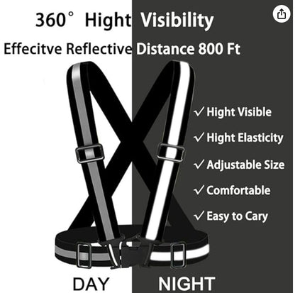 High Visibility Reflective Vest Safety Vest Running Reflective Gear Adjustable Reflective Vest for Walking,Jogging,Hiking,Night Cycling