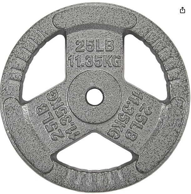 HulkFit 1 inch or 2 inch Cast Iron Weight Plate Set with Multi-Grip Handles and Enamel Coated for Barbells & Strength Training - Grey