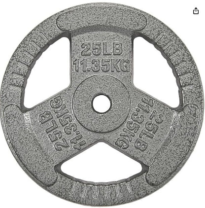 HulkFit 1 inch or 2 inch Cast Iron Weight Plate Set with Multi-Grip Handles and Enamel Coated for Barbells & Strength Training - Grey