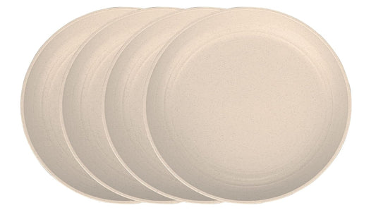 LuckyZone 7.8 Inches Unbreakable Wheat Straw Plates - Lightweight & Reusable Plate Sets of 4 for Kitchen Dishes - Dishwasher & Microwave Safe - Healthy, BPA Free & Eco-Friendly (Beige)