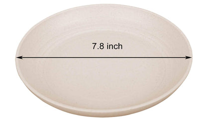 LuckyZone 7.8 Inches Unbreakable Wheat Straw Plates - Lightweight & Reusable Plate Sets of 4 for Kitchen Dishes - Dishwasher & Microwave Safe - Healthy, BPA Free & Eco-Friendly (Beige)