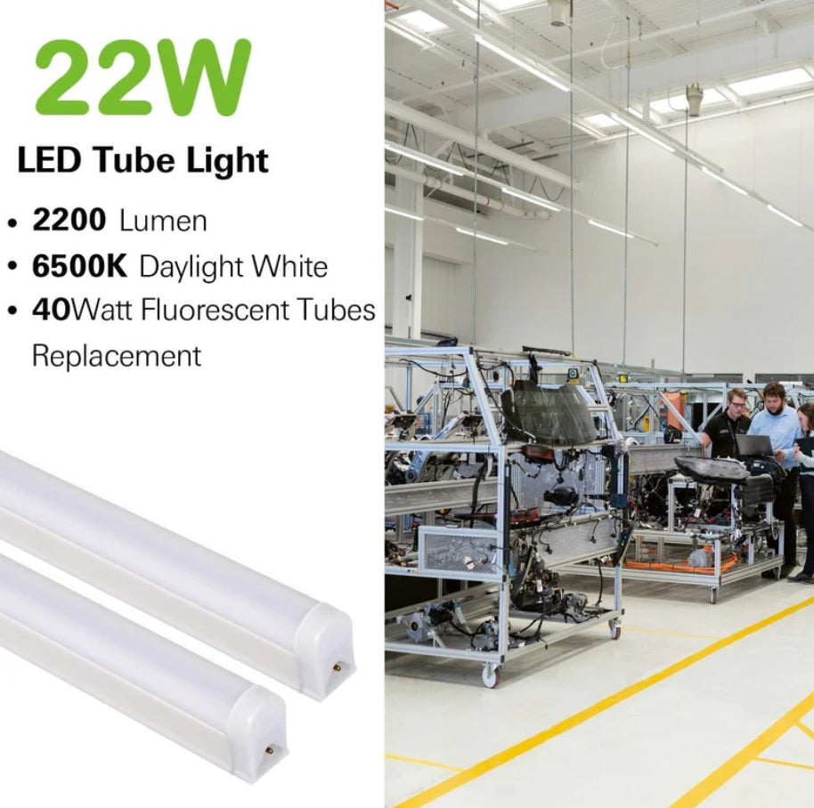 HLED Shop Light 4FT, T5 Integrated Single Fixture, 22W, 2200lm, 6500K Super Bright White, Linkable Shop Light, Utility Shop Lights, Corded Electric with Built-in ON/Off Switch
