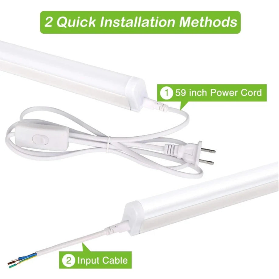 HLED Shop Light 4FT, T5 Integrated Single Fixture, 22W, 2200lm, 6500K Super Bright White, Linkable Shop Light, Utility Shop Lights, Corded Electric with Built-in ON/Off Switch