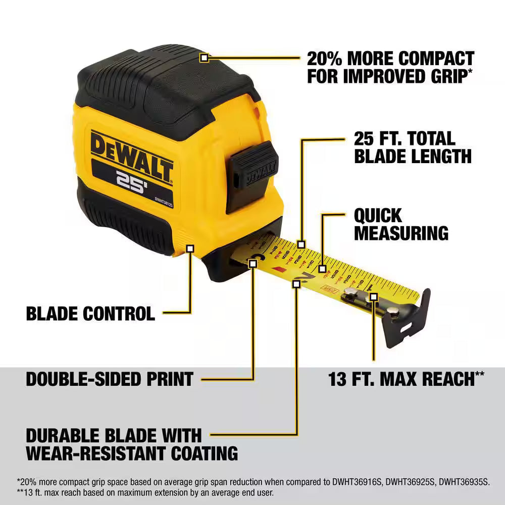 Dewalt 25 ft. x 1-1/8 in. Tape Measure with Finger Brake