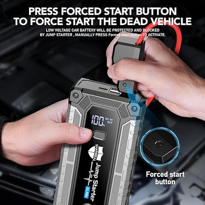 Sharmeal Car Battery Jump Starter 6000A, Jump Starter Battery Pack for All Gas and 10.0L Diesel, 12V Portable Jump Box with LED Light
