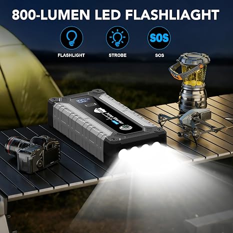 Sharmeal Car Battery Jump Starter 6000A, Jump Starter Battery Pack for All Gas and 10.0L Diesel, 12V Portable Jump Box with LED Light