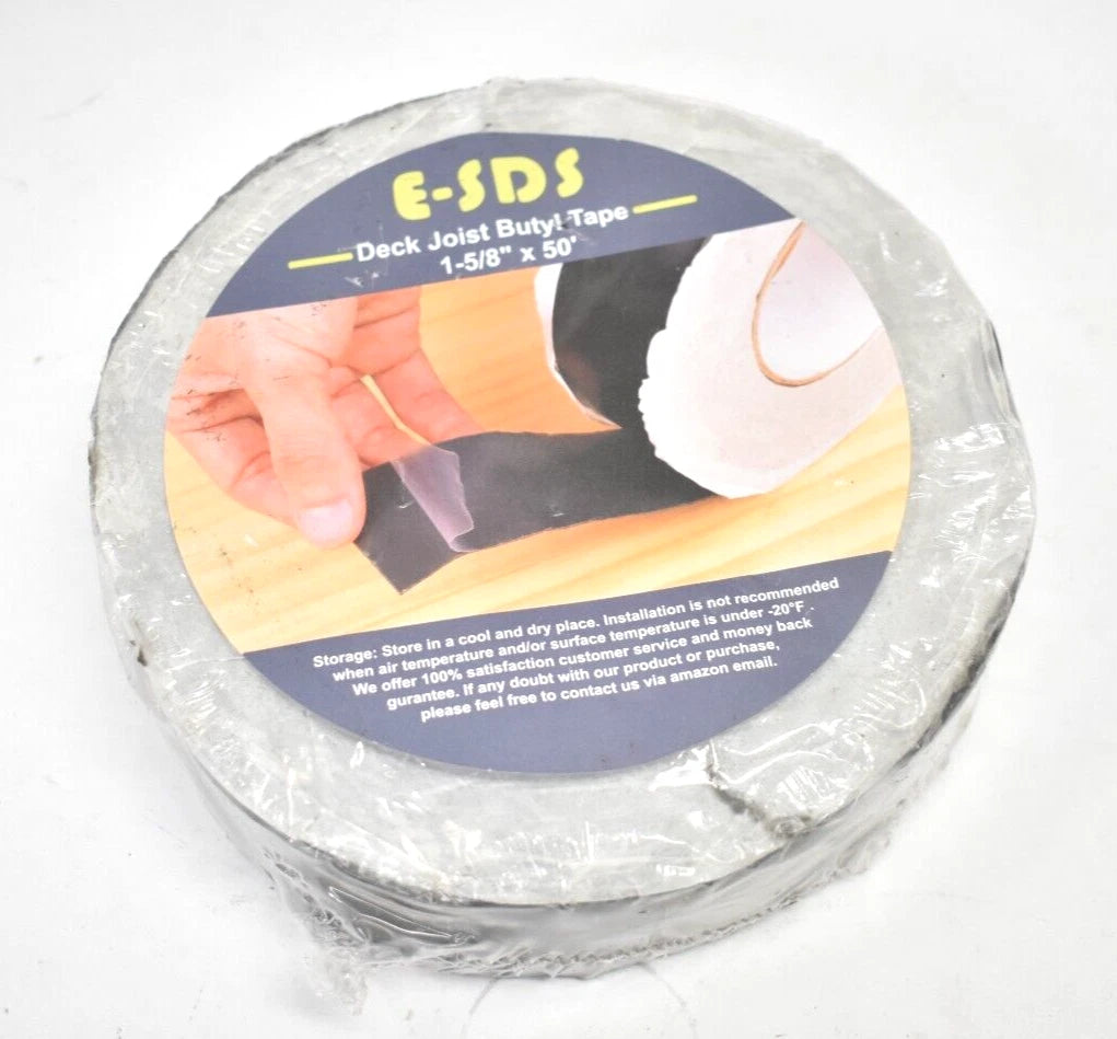 E-SDS Joist Tape for Decking Butyl Joist Tape 1-5/8" x 50' (4.13cm x 15.24m) Deck Beams