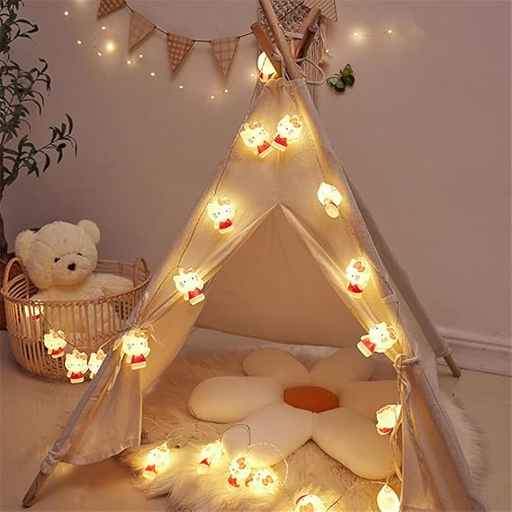 Cute Cat Model Decorative Lights Gifts Fairy Lights Christmas Lights Valentines Day Decor 10ft 20LED Battery Operated String Lights Ornaments Indoor Outdoor Wedding Festoon Party (Style 1)