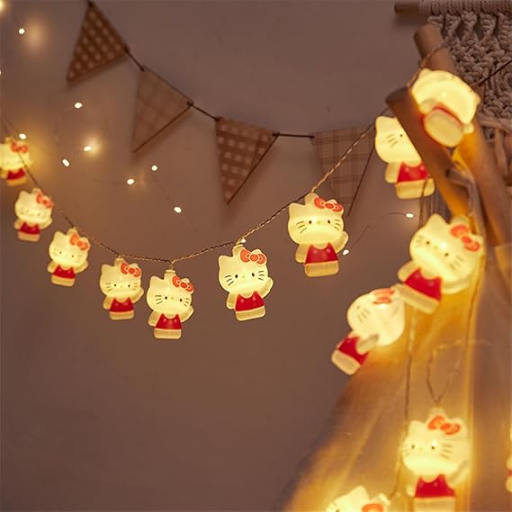 Cute Cat Model Decorative Lights Gifts Fairy Lights Christmas Lights Valentines Day Decor 10ft 20LED Battery Operated String Lights Ornaments Indoor Outdoor Wedding Festoon Party (Style 1)