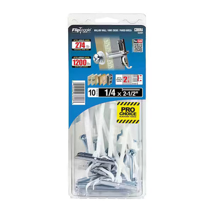 Fliptoggle 1/4 in. x 2-1/2 in. Plastic with Screw Philips and Slot Head 209lbs. Toggle Bolt (25-pack)