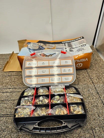 (300 Piece) Vigrue SAE Metric Rivet Nut Assortment Carbon Steel (Box Missing 1 Latch from Box)