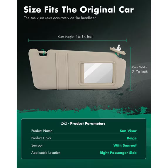 Car Blind Sun Visor Beige Car Front Sun Visor Right Side Sunshade Window Cover Shade with Sunroof Auto Accessories Replacement for Toyota for VENZA 2009-2016 Polarized Sun Visor