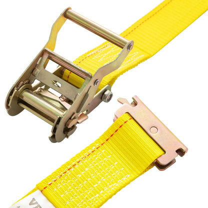 VEVOR E Track Ratchet Strap, 2PCS 2\" x 15\' E-Track Straps 4400 LBS Breaking Strength, with Polyester Webbing & Spring Fitting & Ratchets, Durable Tie-Downs for Motorcycles, Tire, Trailer Loads