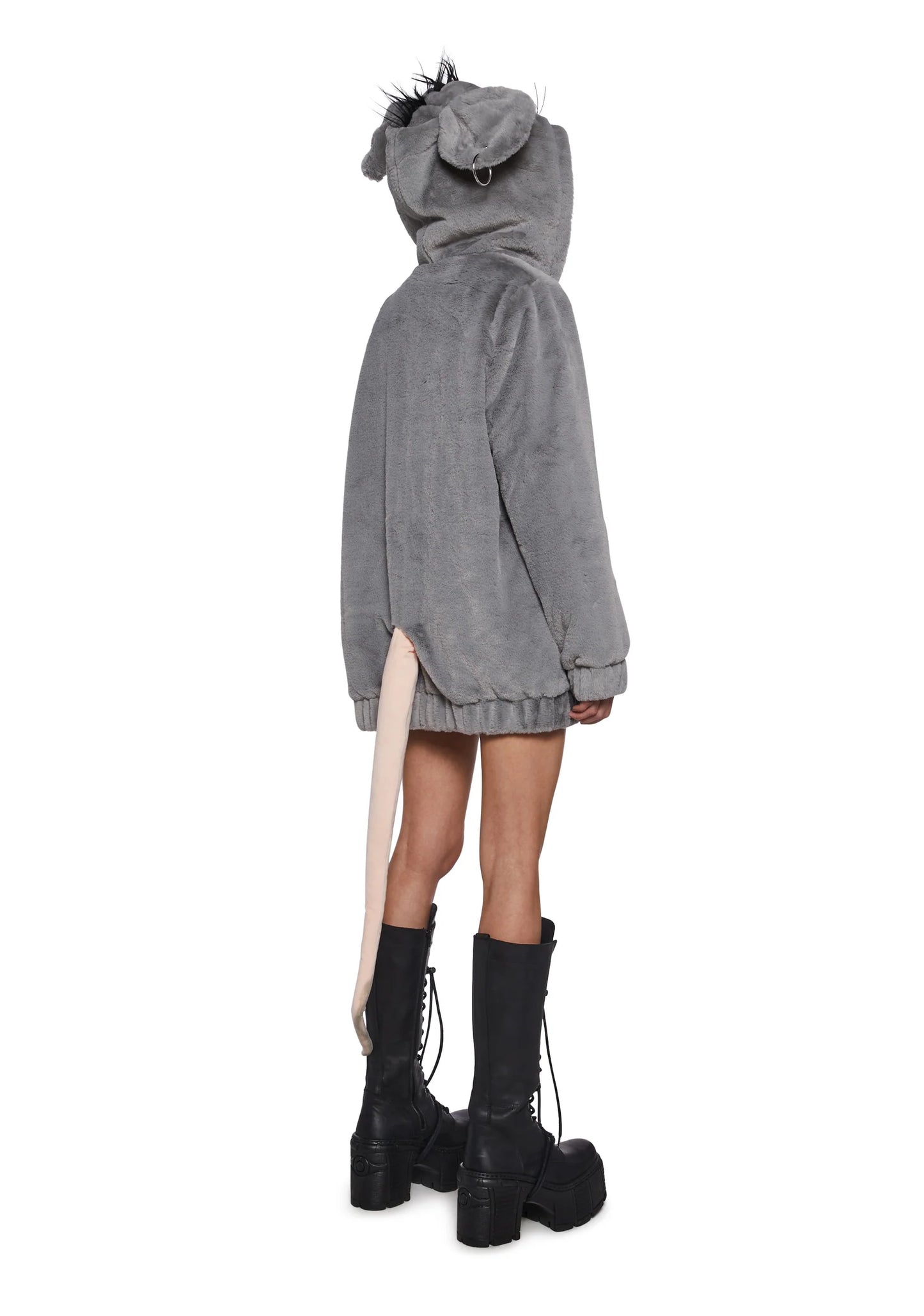 Dolls Kill Fur Hoodie by Trickz N' Treatz – Women's Plush Zip-Up Hooded Jacket with Long Sleeves - Gnaw On This Zip-Up Jacket - style: DKTNT24247