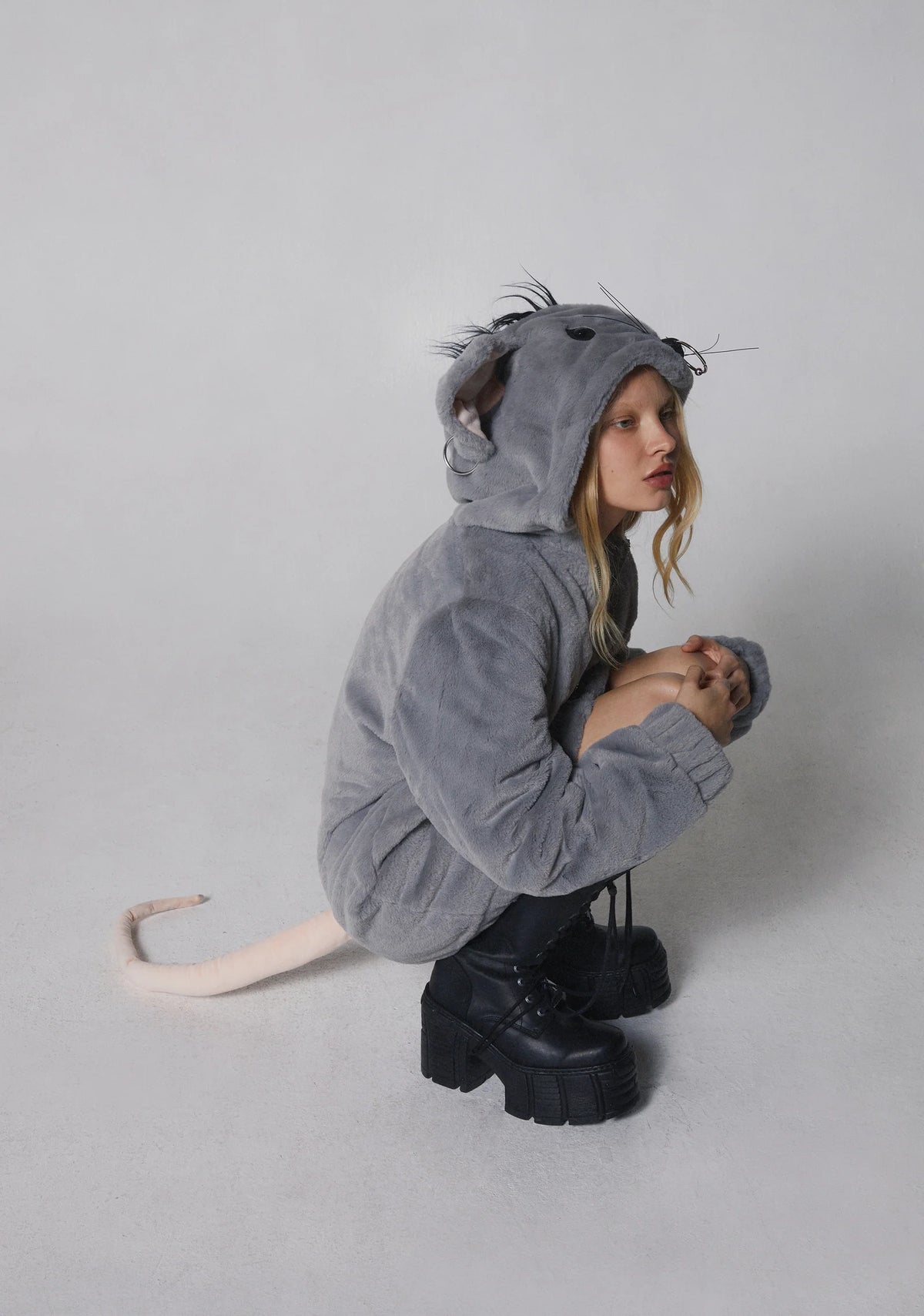Dolls Kill Fur Hoodie by Trickz N' Treatz – Women's Plush Zip-Up Hooded Jacket with Long Sleeves - Gnaw On This Zip-Up Jacket - style: DKTNT24247