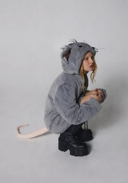 Dolls Kill Fur Hoodie by Trickz N' Treatz – Women's Plush Zip-Up Hooded Jacket with Long Sleeves - Gnaw On This Zip-Up Jacket - style: DKTNT24247