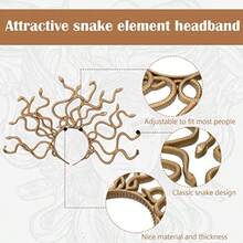3 Pcs Halloween Medusa Snake Costume Medusa Headpiece Headband Adjustable Ring Bracelet Hand Chain Gold Rhinestone Pendant Snake Necklace For Women Jewelry Accessories (Brown Headband; Gold Jewelry)