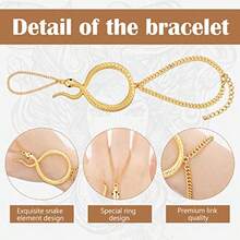 3 Pcs Halloween Medusa Snake Costume Medusa Headpiece Headband Adjustable Ring Bracelet Hand Chain Gold Rhinestone Pendant Snake Necklace For Women Jewelry Accessories (Brown Headband; Gold Jewelry)