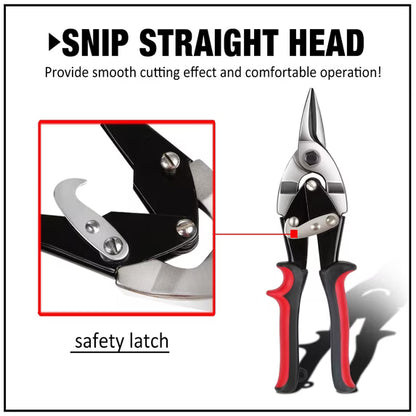 DNA Motoring TOOLS-00110 Heavy Duty Alloy Steel Multipurpose 10" Serrated jaws Straight Cut Tin Snip w/Locking Latch