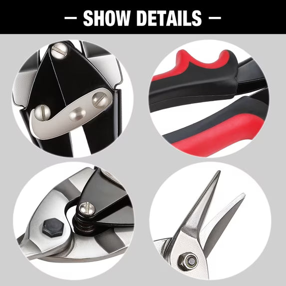 DNA Motoring TOOLS-00110 Heavy Duty Alloy Steel Multipurpose 10" Serrated jaws Straight Cut Tin Snip w/Locking Latch