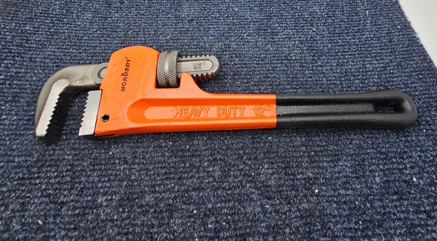 Horusdy 12" Heavy Duty Pipe Wrench Tool Adjustable Soft Grip Plumbing