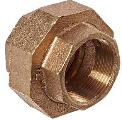 Anderson Metals 38104 Red Brass Pipe Fitting, Union, 1-1/4" Female Pipe