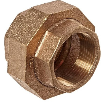 Anderson Metals 38104 Red Brass Pipe Fitting, Union, 1-1/4" Female Pipe