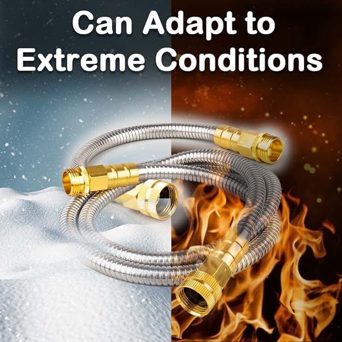 Stainless Steel Garden Hose: Durable Quality Metal with High-pressure Water Output for Gardeners 100 FT
