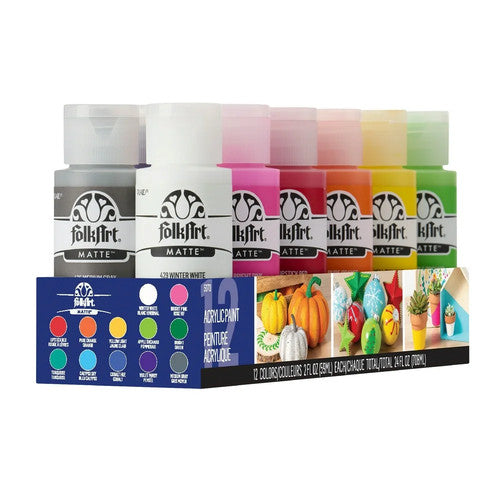 Forart Acrylic Paint Set 12 Colors Art Craft Paint Set Paint Cups Paint Party Supplies Basics Acrylic Paint Containers with 2 Brushes for Kids Adults