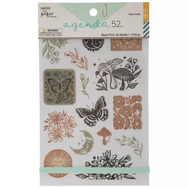 Agenda 52 Floral Print Stickers, 30 Sheets, 1318 pieces
