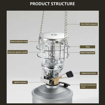 Campingmoon Gas Camping Lantern with Hard Case,Isobutane Lamp, Hiking 80W Brightness, Adjustable Dial, Built-in Ignition, Hanging Chain, for Tent, Backpacking, Emergency, Outdoor Cooking