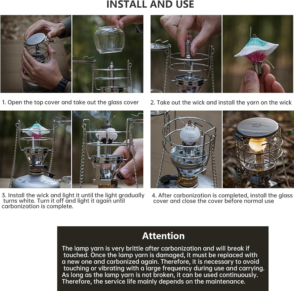 Campingmoon Gas Camping Lantern with Hard Case,Isobutane Lamp, Hiking 80W Brightness, Adjustable Dial, Built-in Ignition, Hanging Chain, for Tent, Backpacking, Emergency, Outdoor Cooking