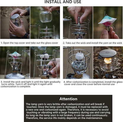 Campingmoon Gas Camping Lantern with Hard Case,Isobutane Lamp, Hiking 80W Brightness, Adjustable Dial, Built-in Ignition, Hanging Chain, for Tent, Backpacking, Emergency, Outdoor Cooking