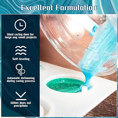 16OZ Epoxy Resin Kit-Crystal Clear Resin and Hardener Resin Epoxy kit,No Yellowing, No Bubbles Casting Resin Perfect for Jewelry Making Molds Crafts DIY 1:1 Ratio 8OZx2