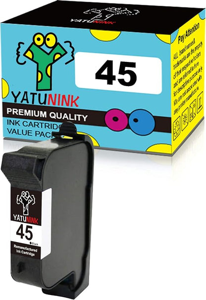YATUNINK Remanufactured Replacement for HP 45 Black Ink Cartridges 51645A - 1 Pack