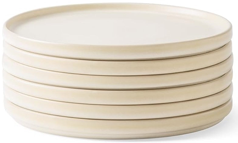 AmorArc Stoneware Dinner Plates Set of 6, 10.5 Inch Reactive Matte Glaze Ceramic Plates Set, Modern Dinnerware Dish set for Kitchen, Microwave, Dishwasher Safe, Scratch Resistant - Ivory