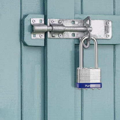 Puroma Lock 1 Pack Padlocks, 1- 1/2" Long Shackle Heavy-Duty Locks with 2 Keys, 40mm Hardened Steel Keyed Alike Padlocks for Sheds, Gates, Fences, Toolbox, Outdoor and Indoor