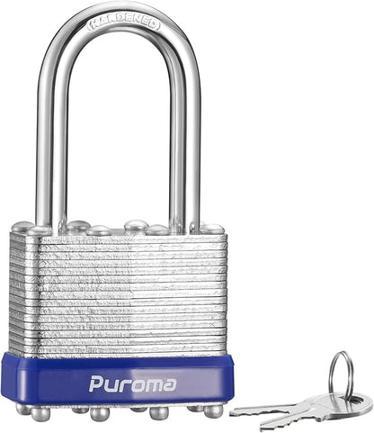 Puroma Lock 1 Pack Padlocks, 1-1/2" Long Shackle Heavy-Duty Locks with 2 Keys, 40mm Hardened Steel Keyed Alike Padlocks for Sheds, Gates, Fences, Toolbox, Outdoor and Indoor Use