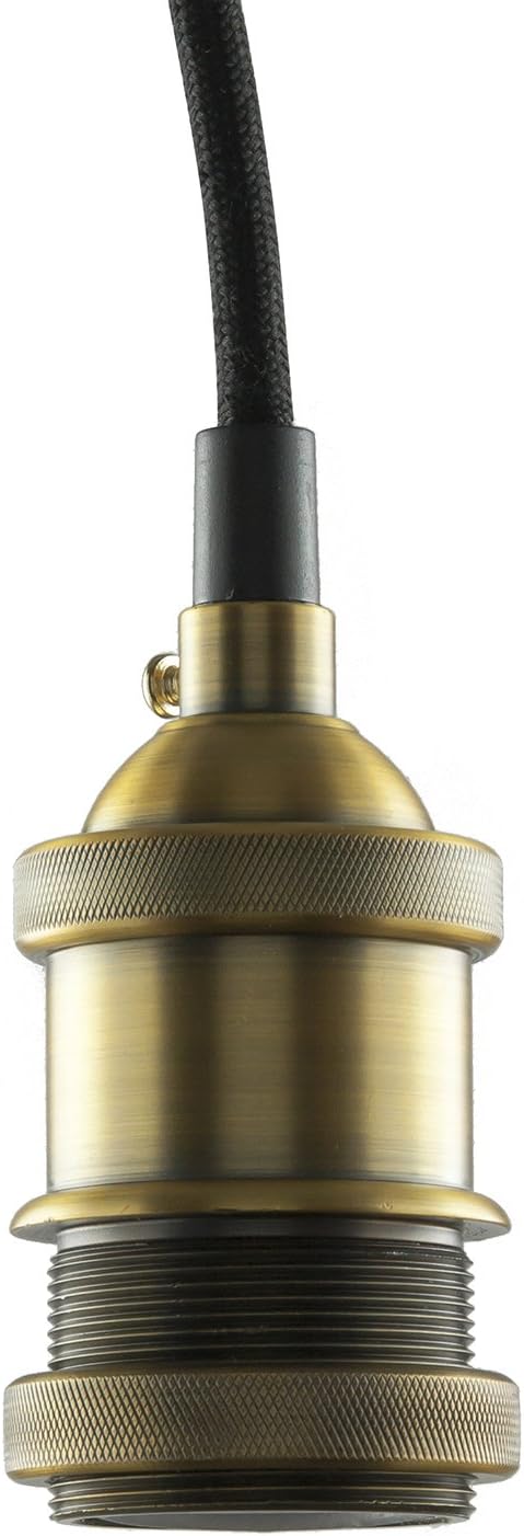 Sunlite 07000-SU Vintage Inspired Hanging Pendant Fixture, Metal Industrial Style, Farmhouse Decor, 72-Inch Woven Braided Cord, Single Medium (E26), Matte Antique Bronze Finish, 1 Pack