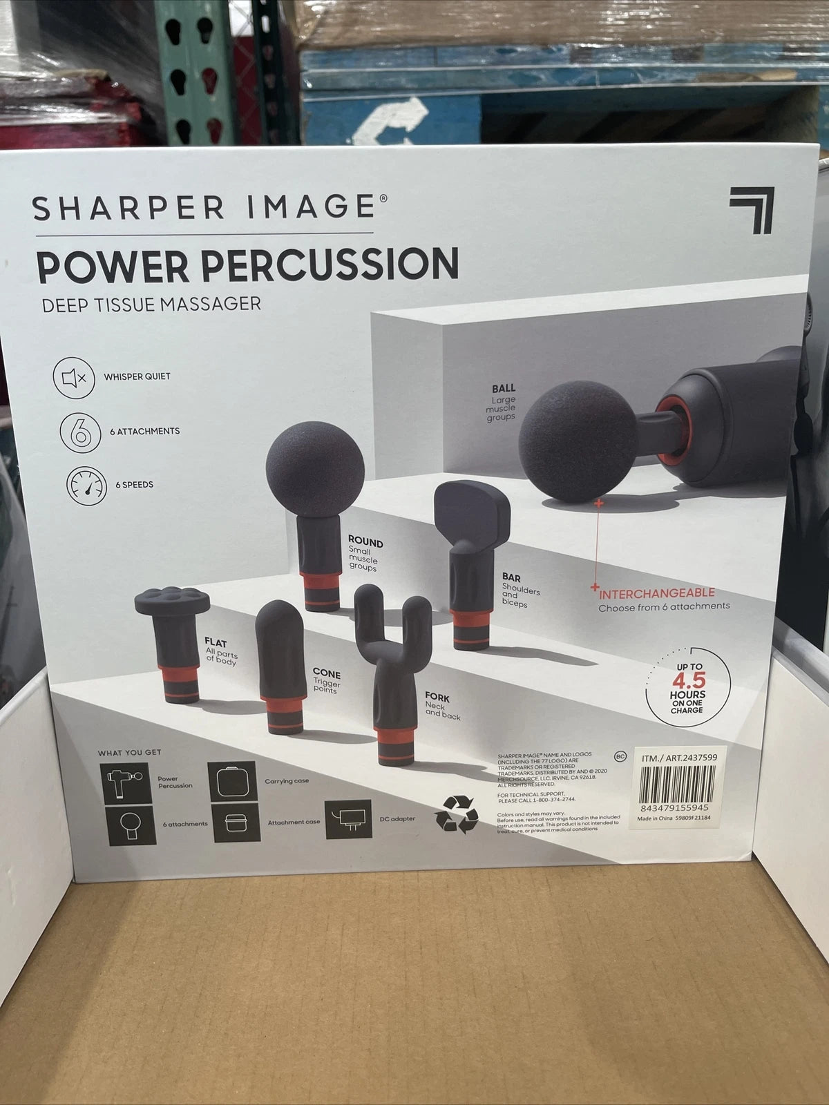 Sharper Image Power Percussion Deep Tissue Massager Massage Gun Gray
