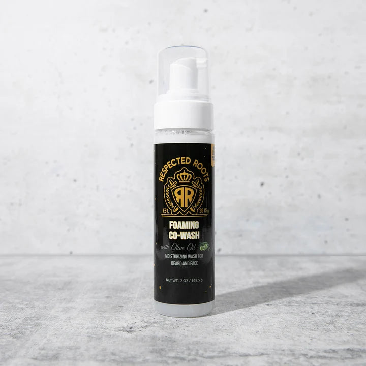 Respected Roots Foaming Co-Wash with Olive Oil Moisturizing Wash For Beard and Face 7 oz