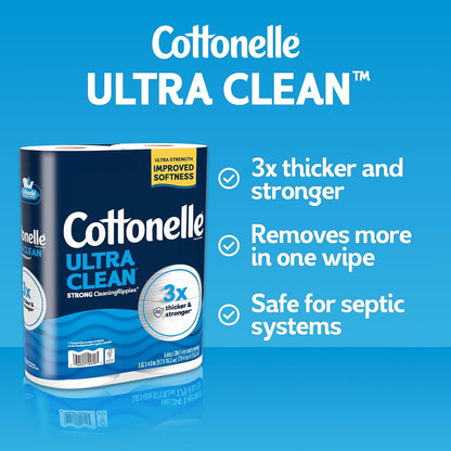 Cottonelle Ultra Clean Toilet Paper 4 Mega Rolls Equals 16 Regular Rolls Strong Soft Flushable Bath Tissue Bulk Pack